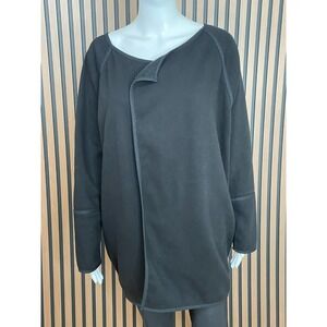 Athleta‎ Cozy Karma Women's Sweatshirt Wrap Cardigan Fleece Oversized S Black